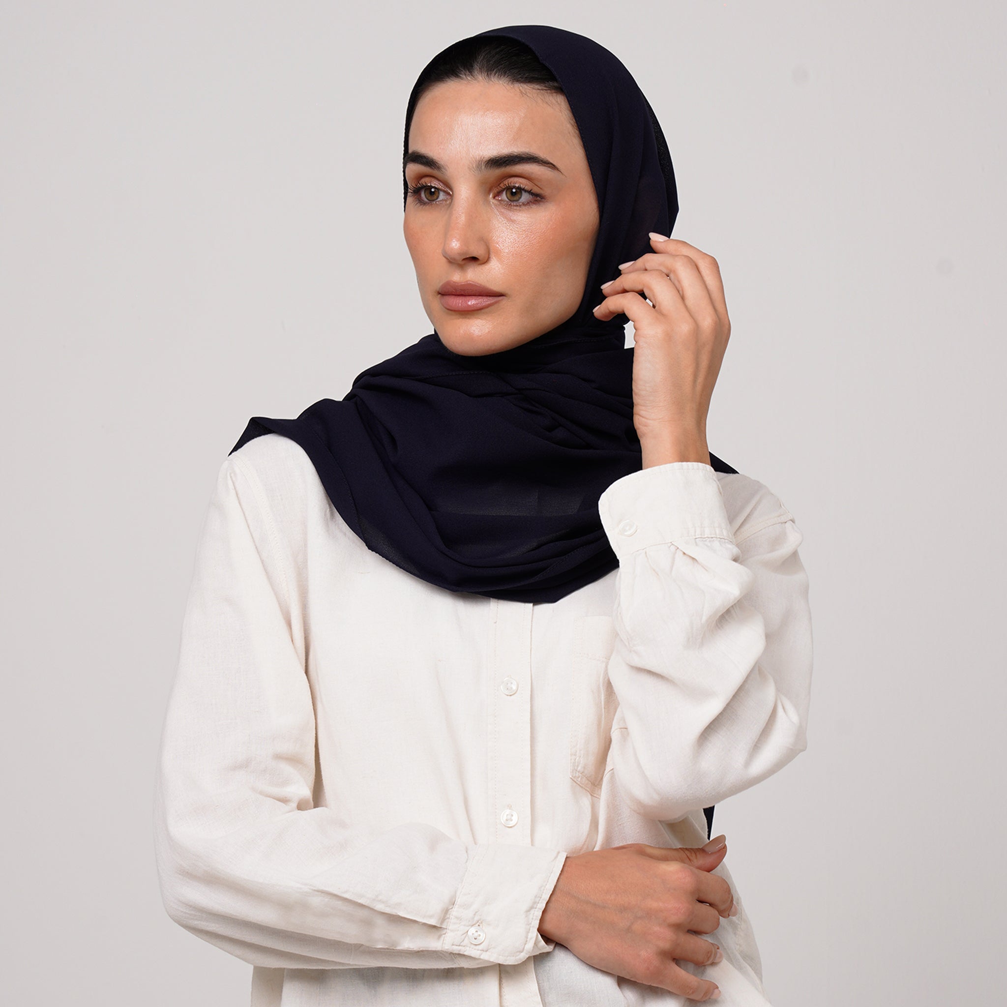 Double Stretch Chiffon Hijab - Midnight Navy