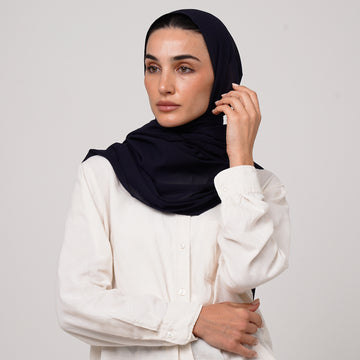 Double Stretch Chiffon Hijab - Midnight Navy