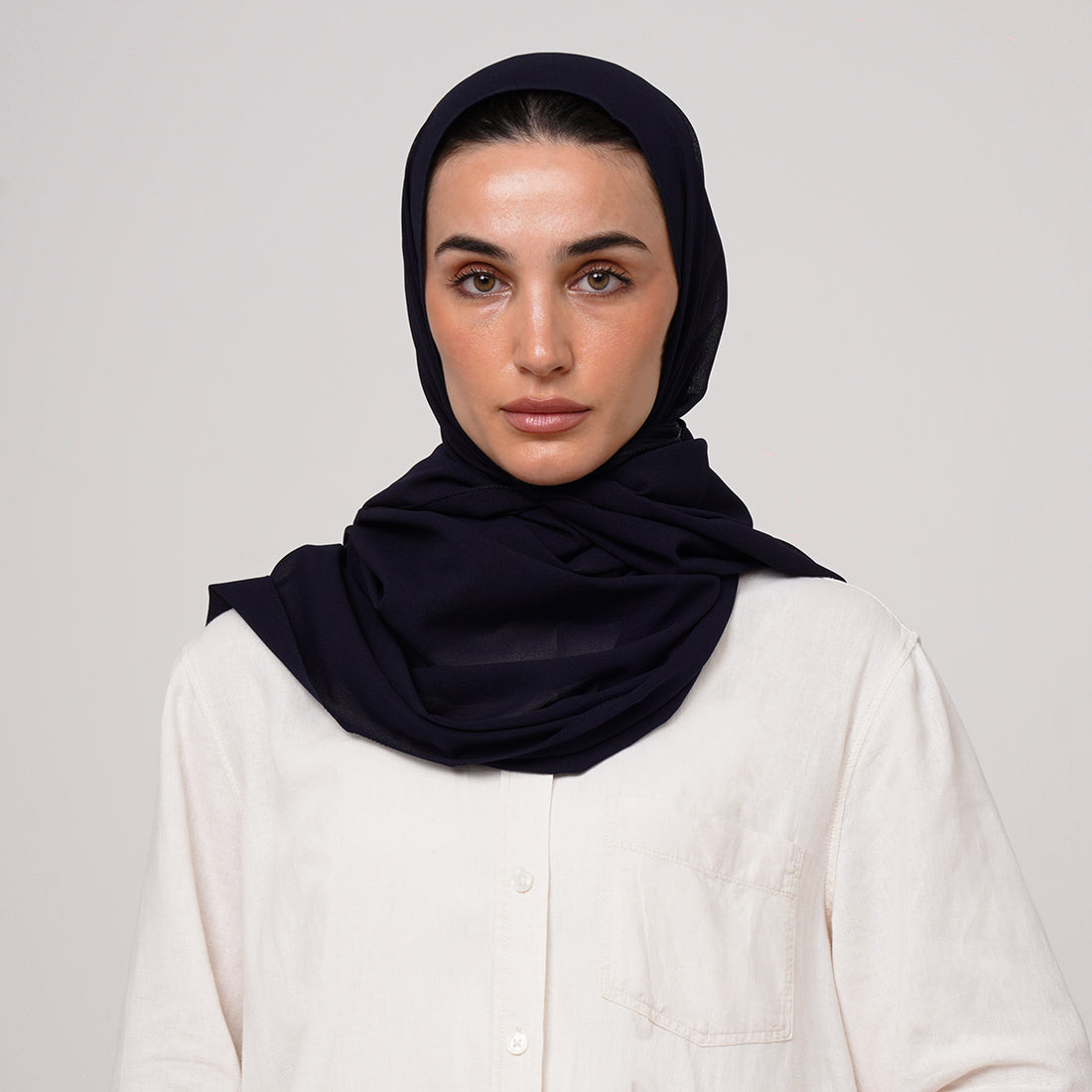 Double Stretch Chiffon Hijab - Midnight Navy