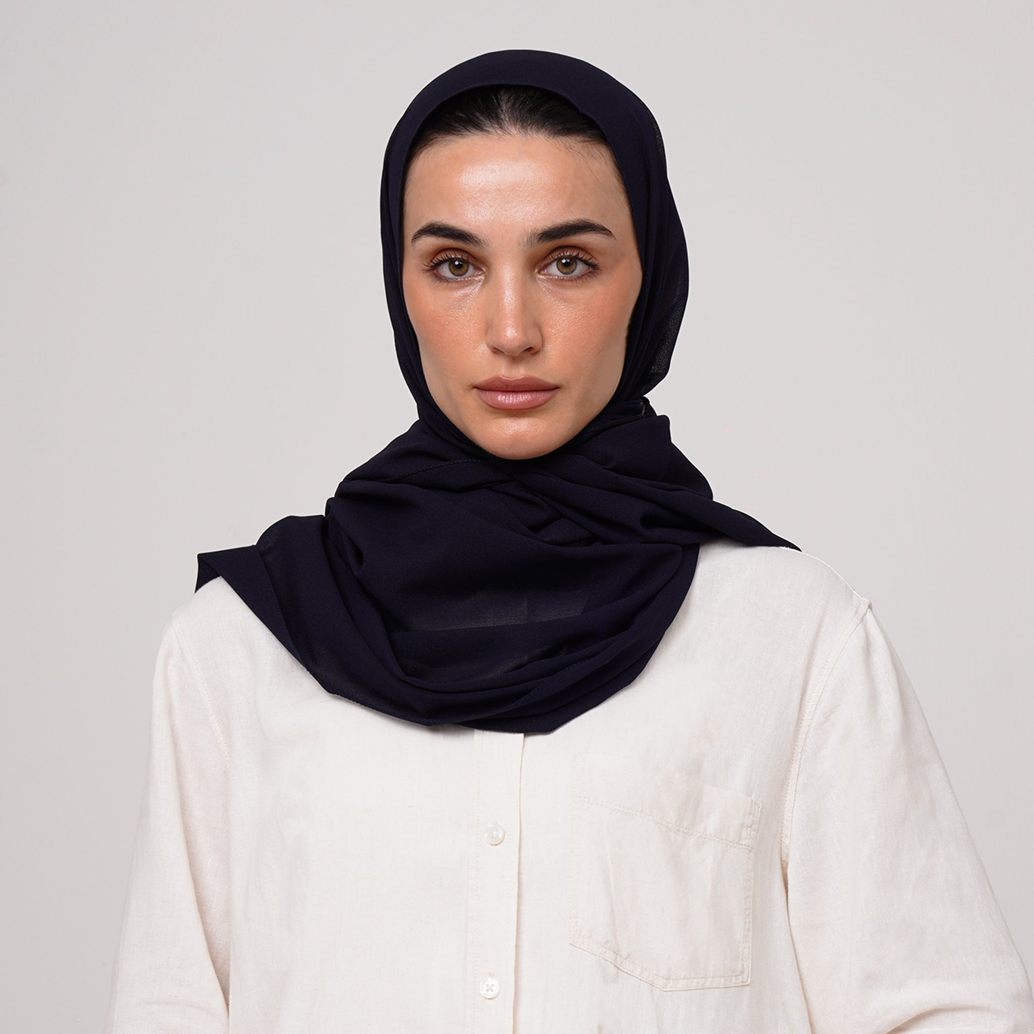 Double Stretch Chiffon Hijab - Midnight Navy