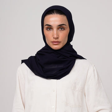 Double Stretch Chiffon Hijab - Midnight Navy