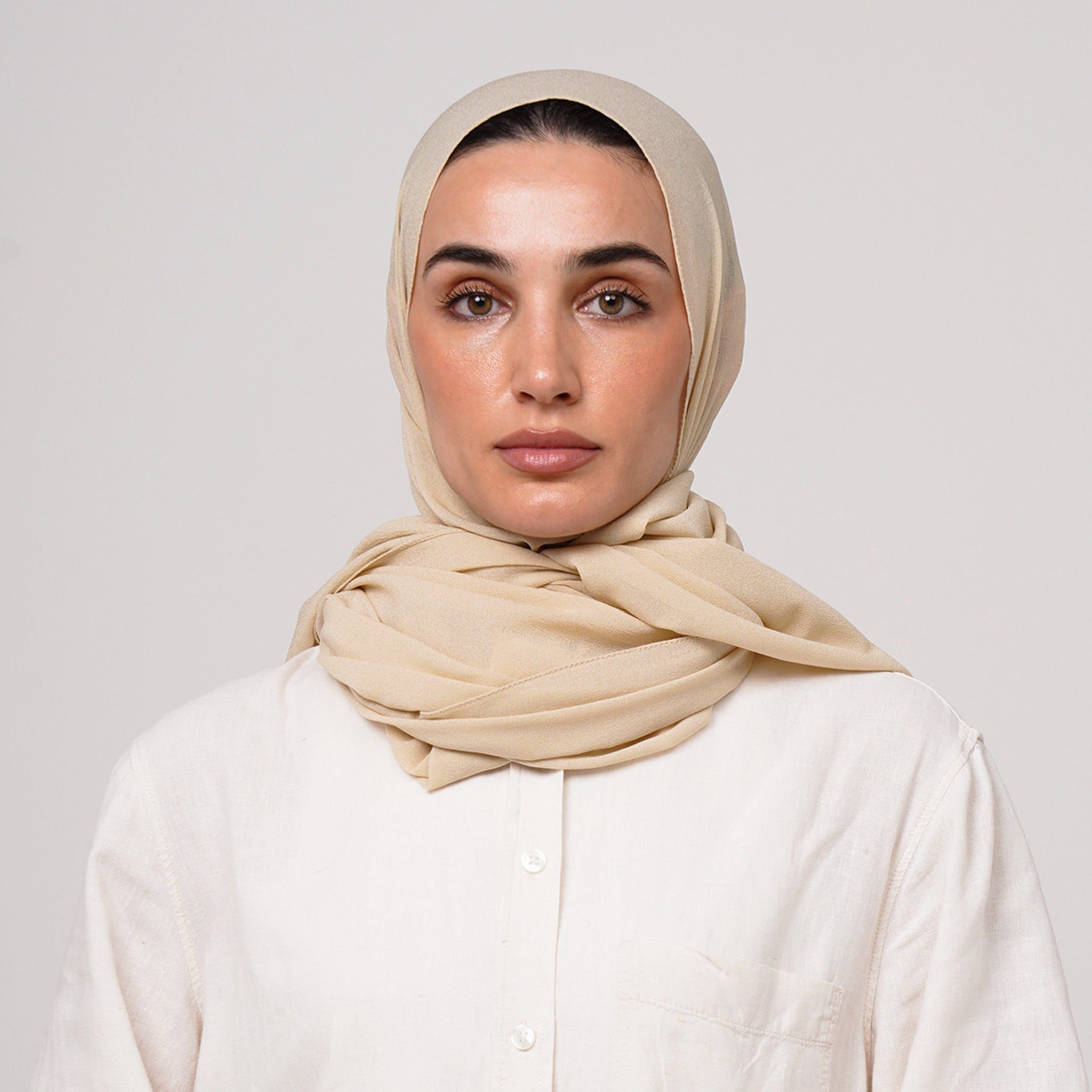 Double Stretch Chiffon Hijab - Vanilla Beige