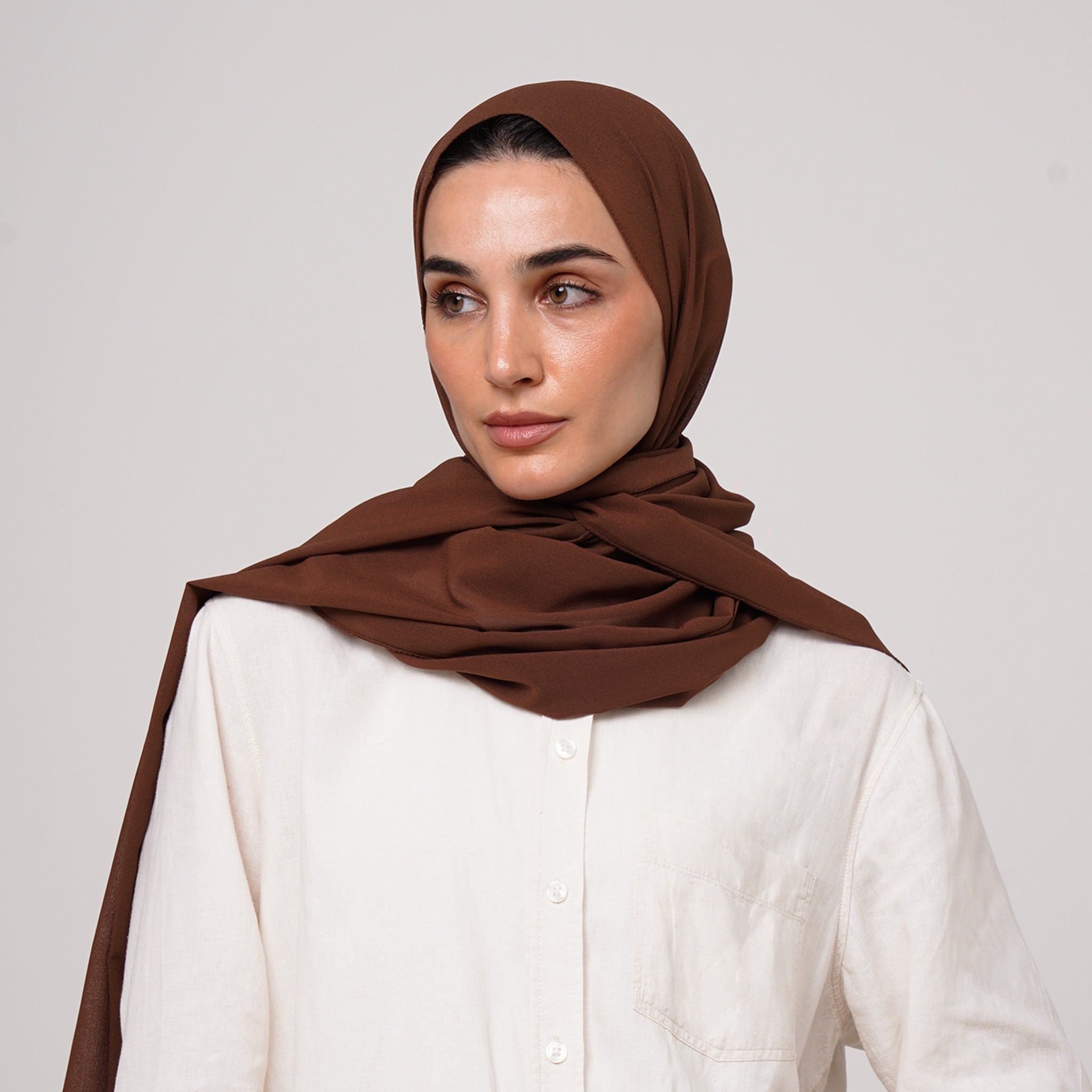 Double Stretch Chiffon Hijab - Cinnamon Brown