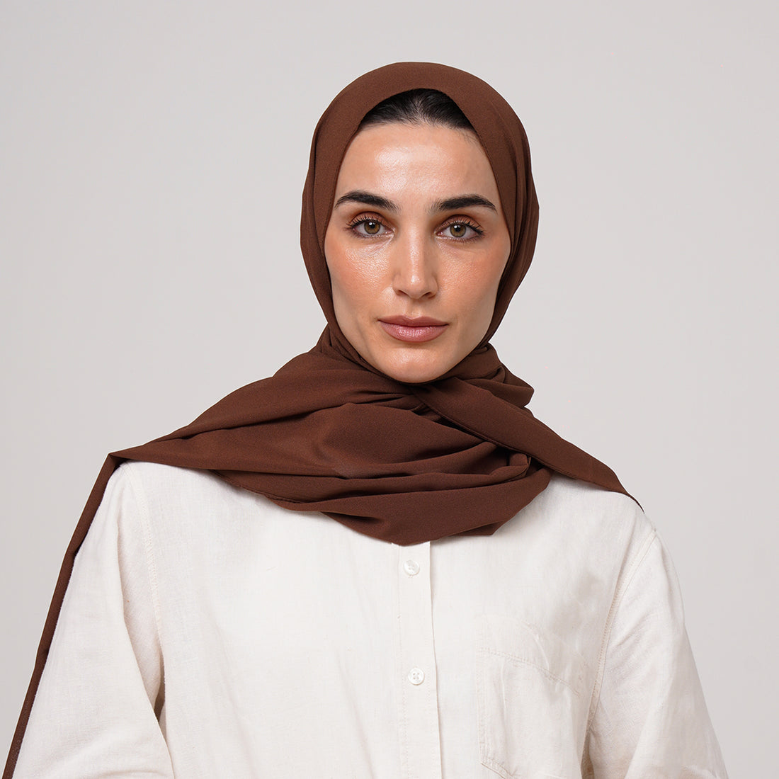 Double Stretch Chiffon Hijab - Cinnamon Brown