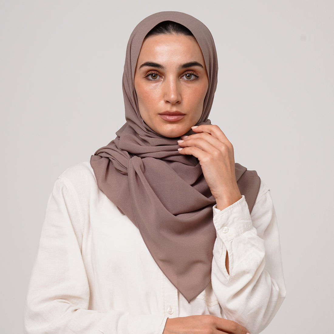 Double Stretch Chiffon Hijab - Mauve Taupe