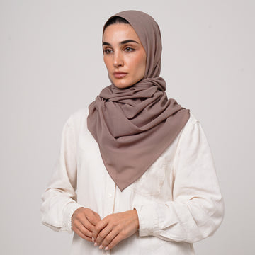 Double Stretch Chiffon Hijab - Mauve Taupe