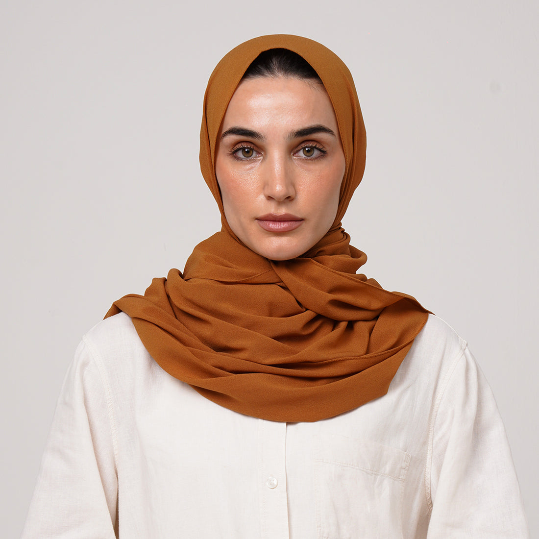 Double Stretch Chiffon Hijab - Caramel Brown