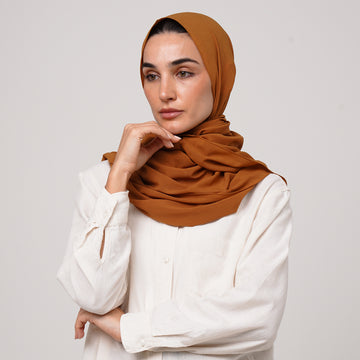 Double Stretch Chiffon Hijab - Caramel Brown