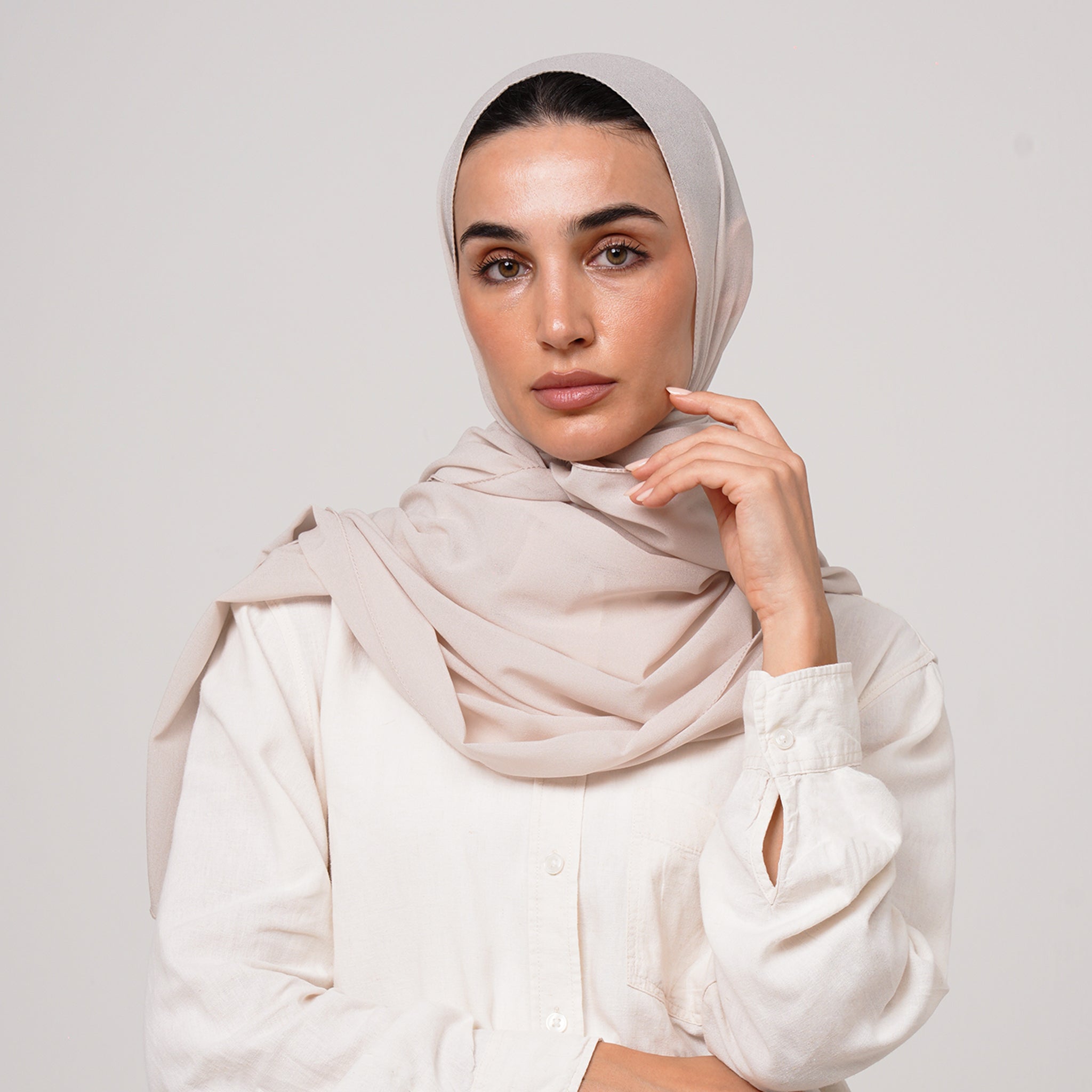 Double Stretch Chiffon Hijab - Blush Beige