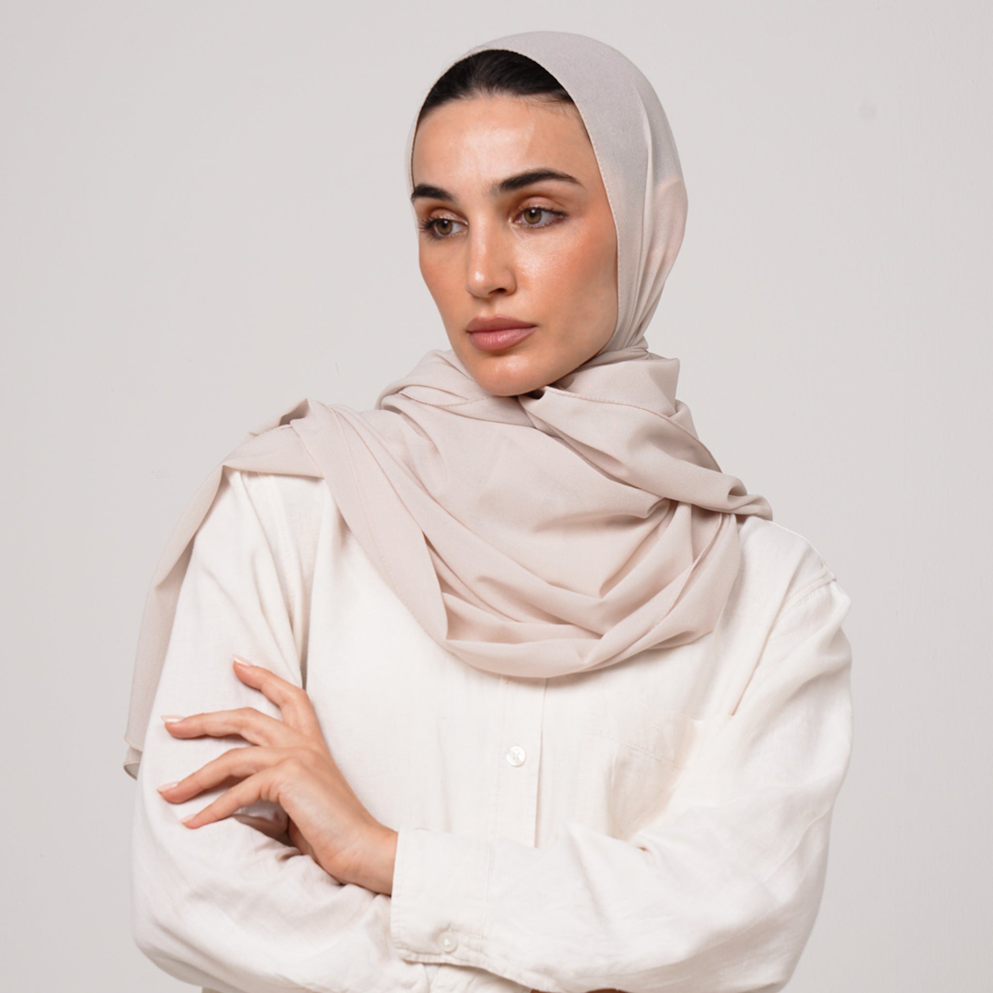 Double Stretch Chiffon Hijab - Blush Beige