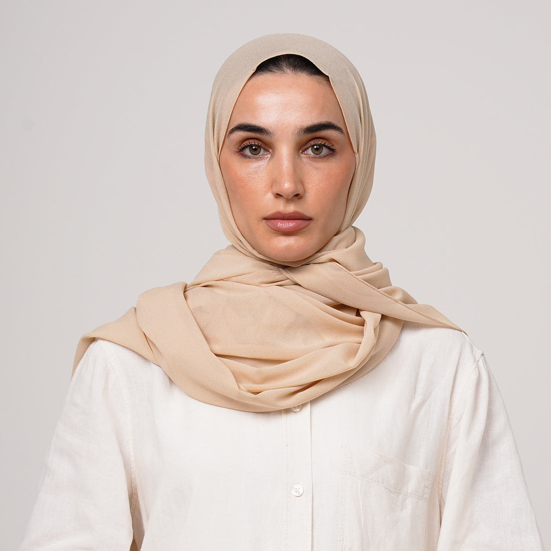 Double Stretch Chiffon Hijab - Oat Beige