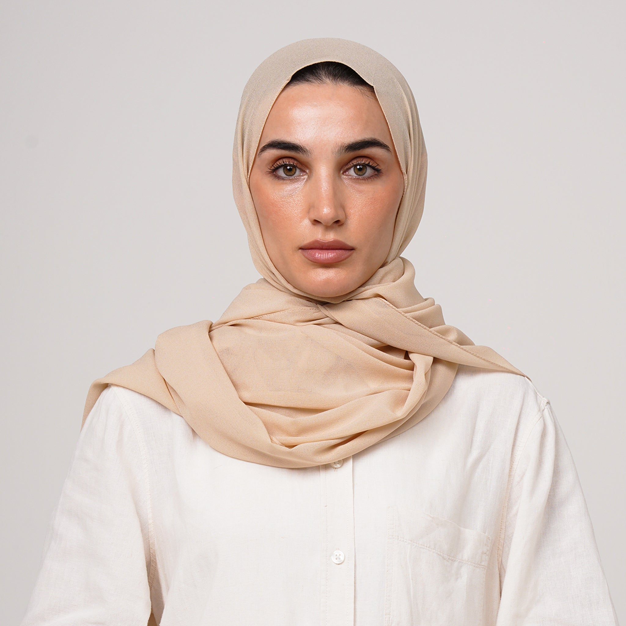 Double Stretch Chiffon Hijab - Oat Beige