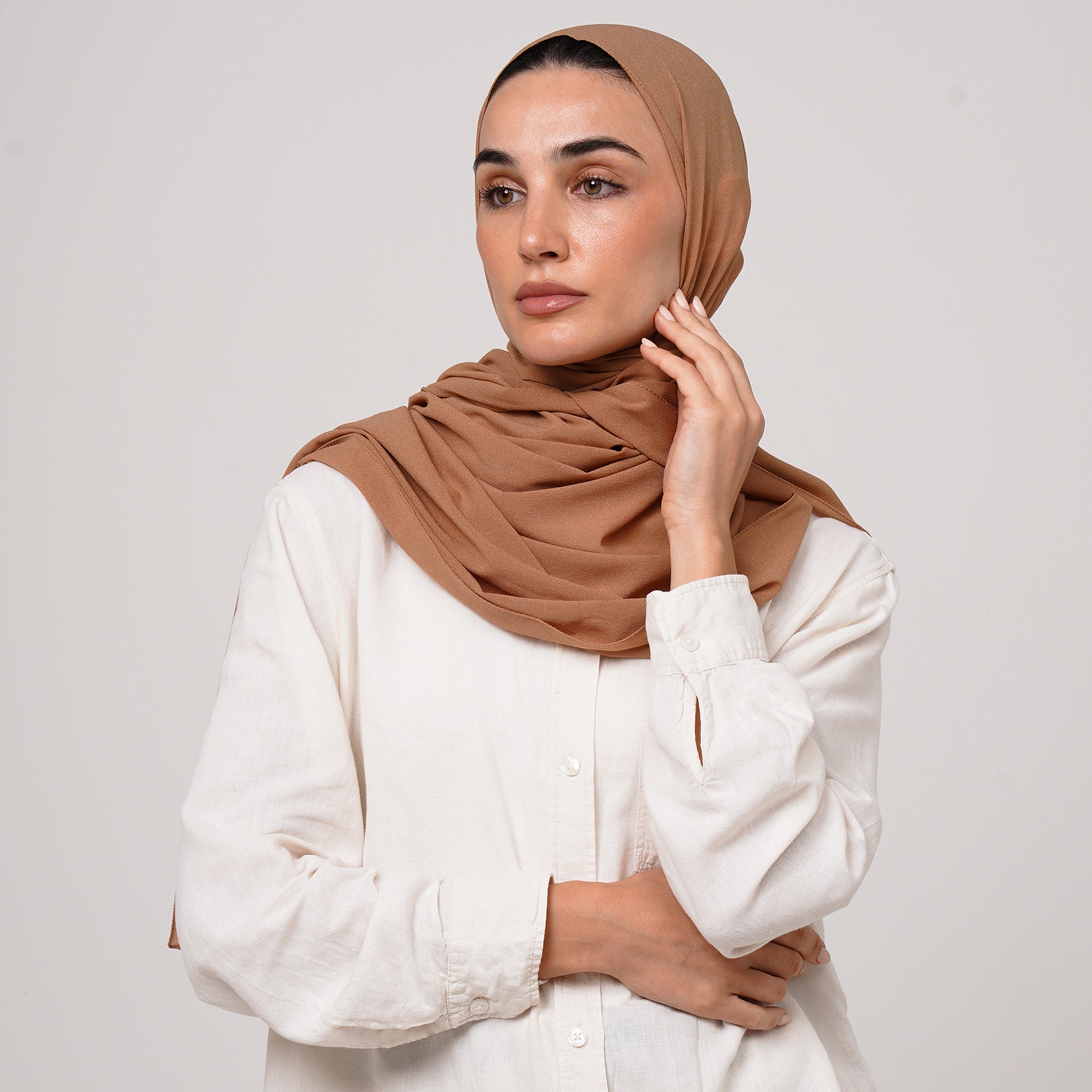 Double Stretch Chiffon Hijab - Toffee Beige