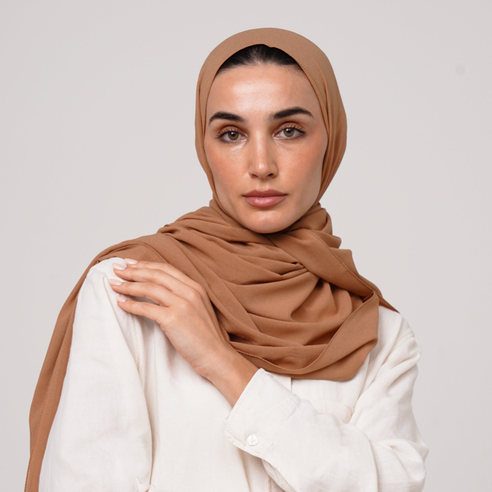 Double Stretch Chiffon Hijab - Toffee Beige