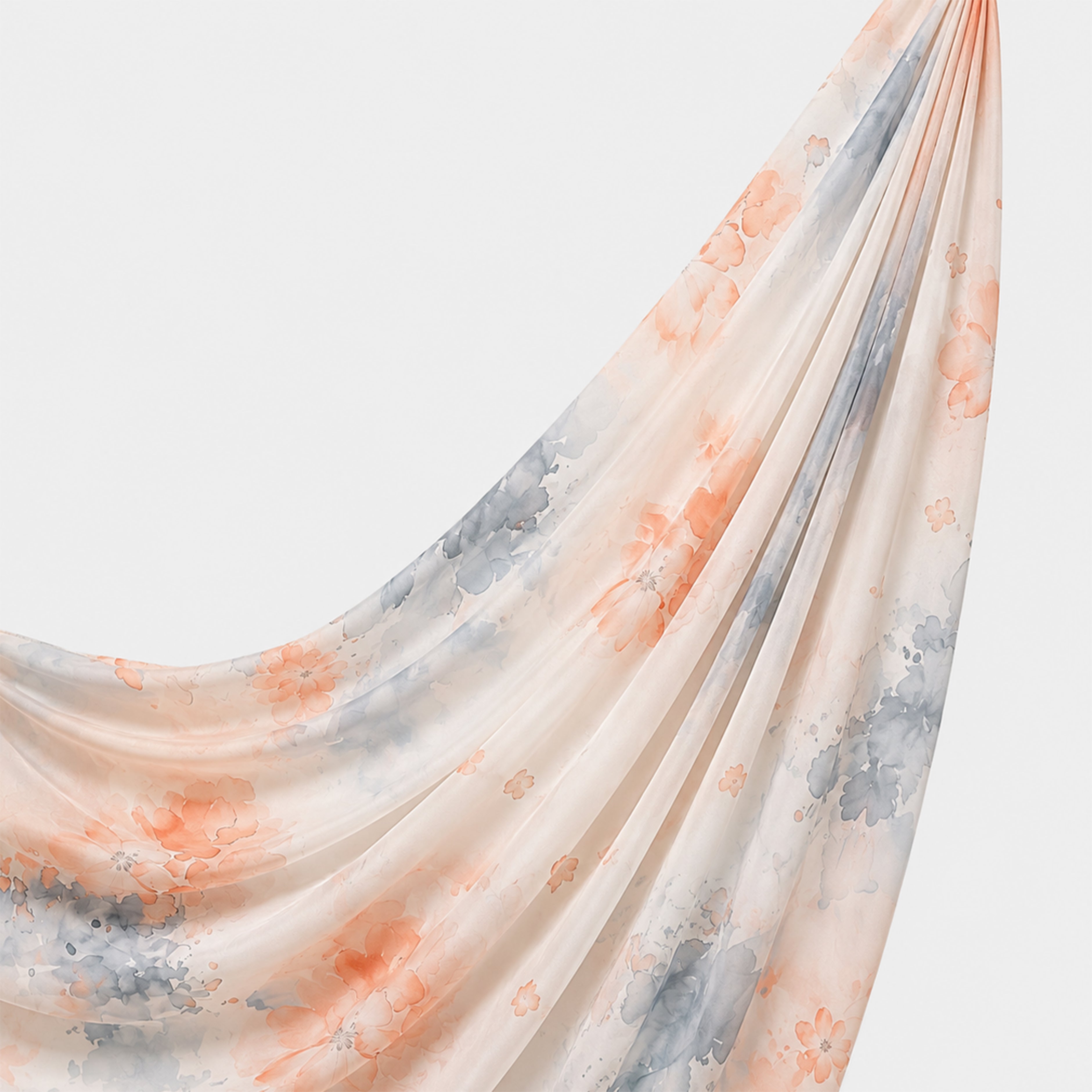 Printed Chiffon Hijab - Peach Mist Blossom