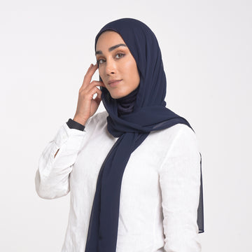 Emiratie Chiffon with Bonnet -Midnight Navy