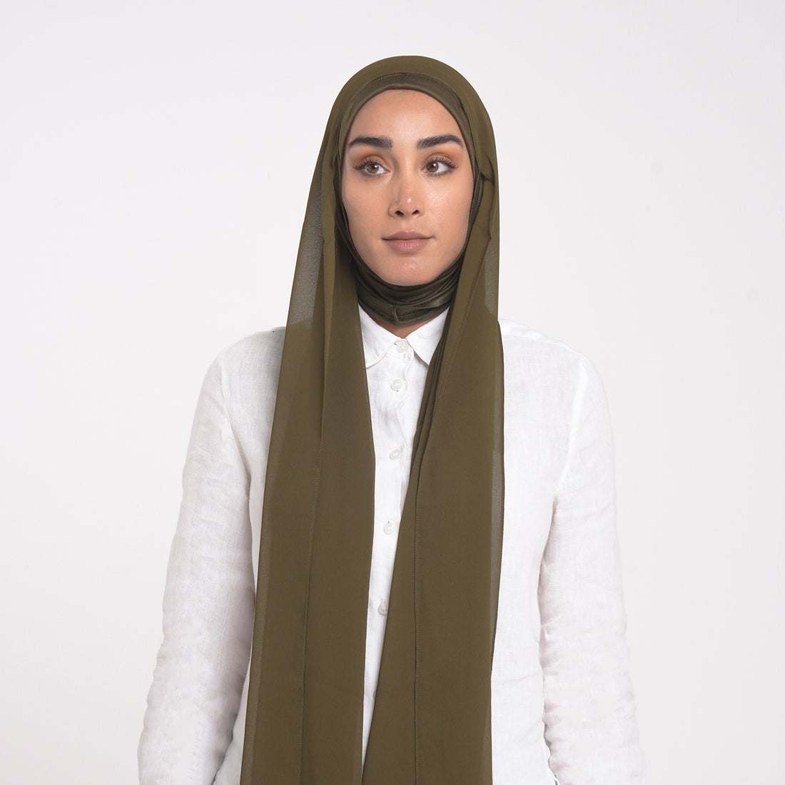 Emiratie Chiffon with Bonnet -Olive Grove