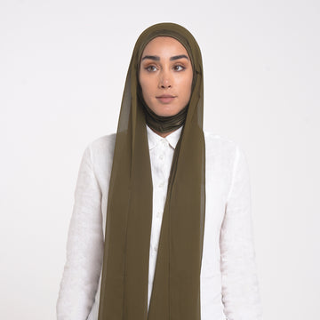 Emiratie Chiffon with Bonnet -Olive Grove