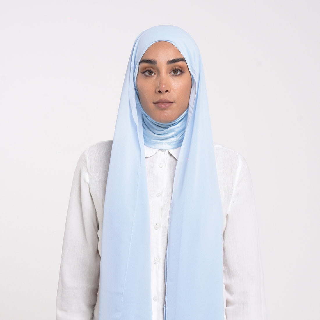 Emiratie Chiffon with Bonnet -Powder Blue