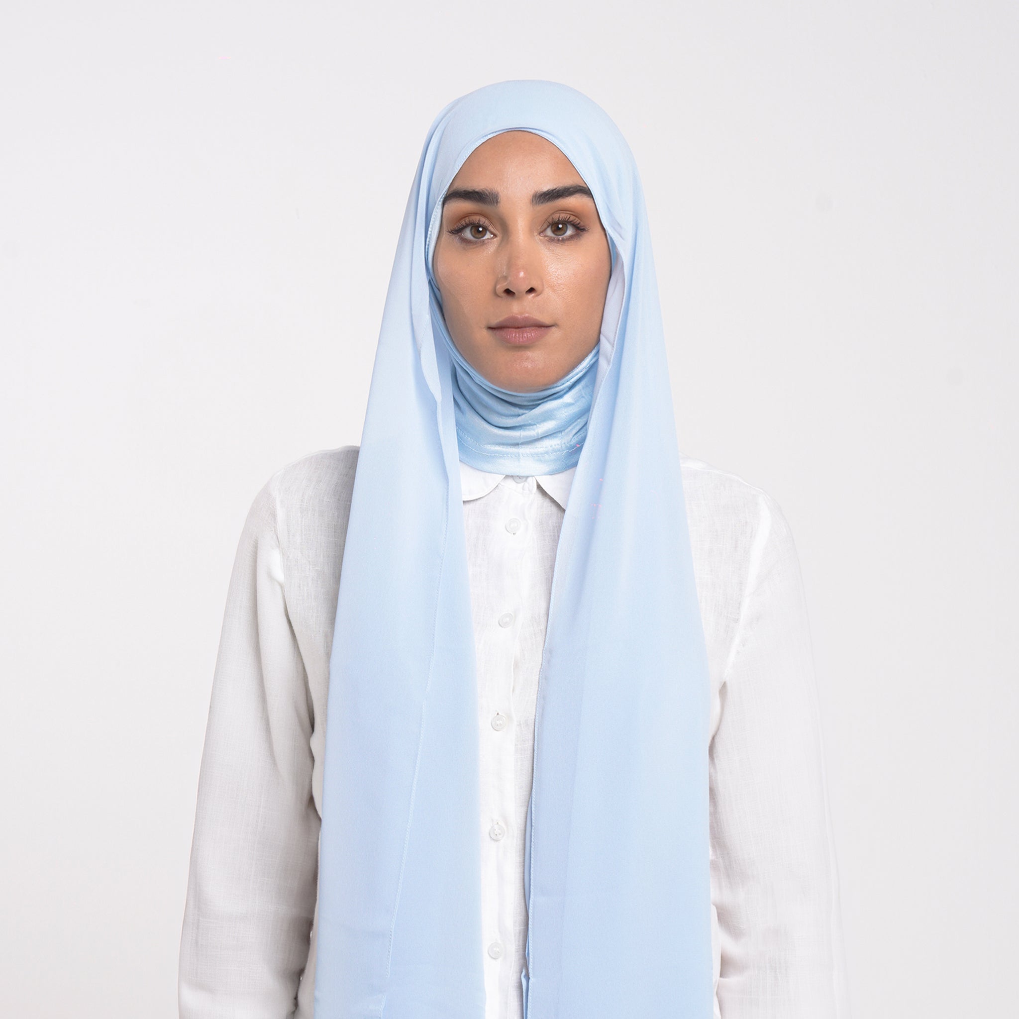 Emiratie Chiffon with Bonnet -Powder Blue