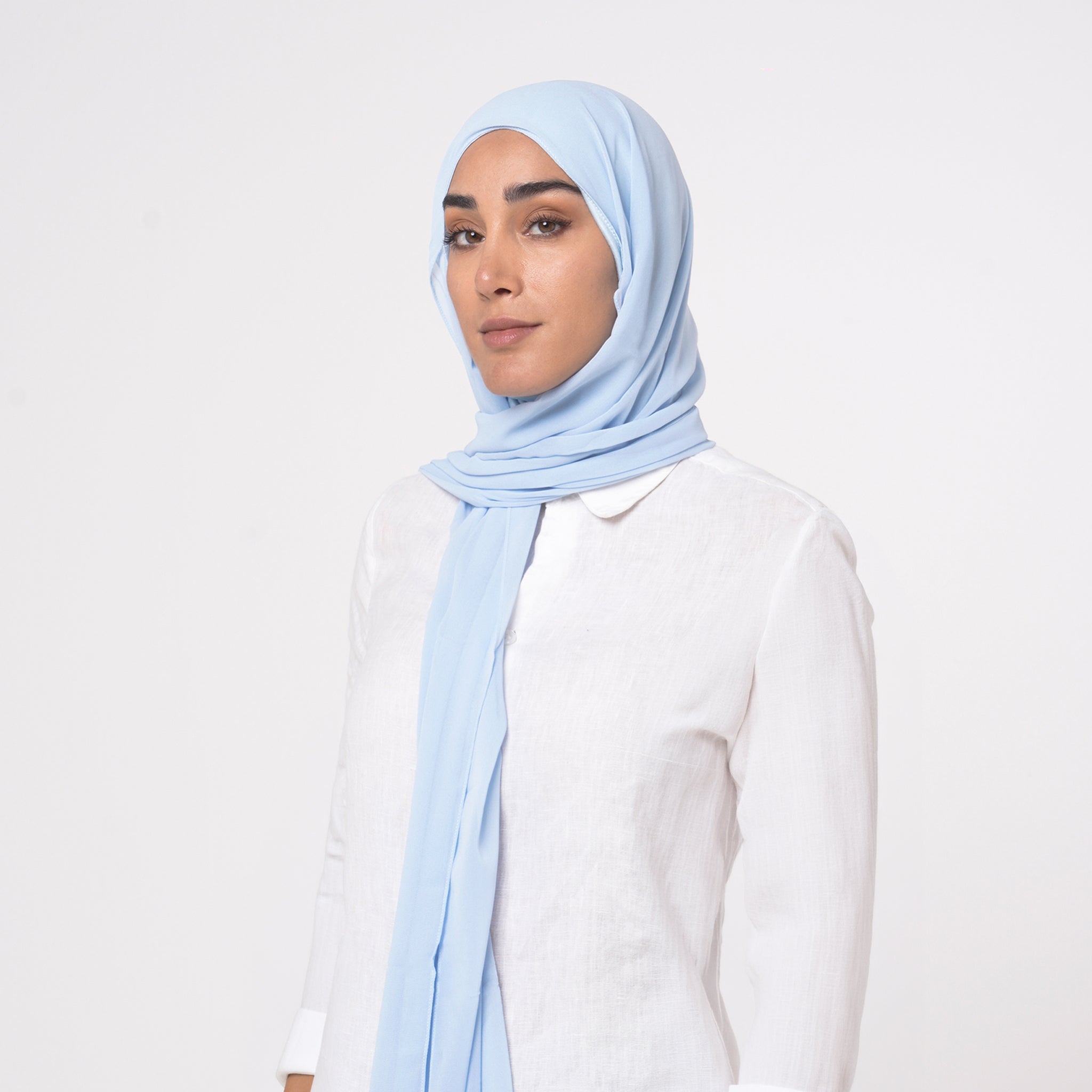 Emiratie Chiffon with Bonnet -Powder Blue
