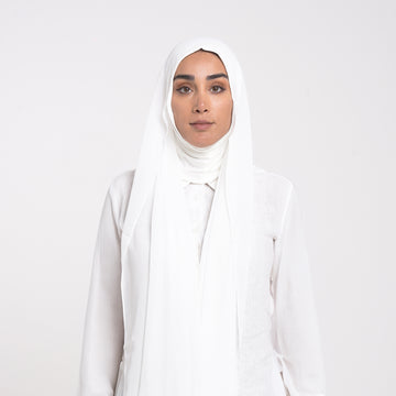 Emiratie Chiffon with Bonnet -Pure Ivory