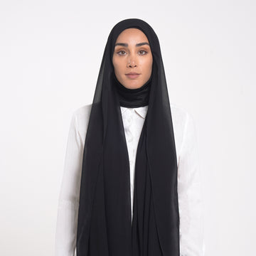 Emiratie Chiffon with Bonnet -Classic Black