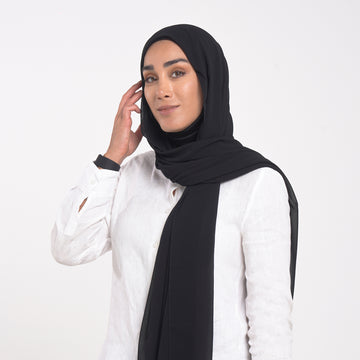 Emiratie Chiffon with Bonnet -Classic Black