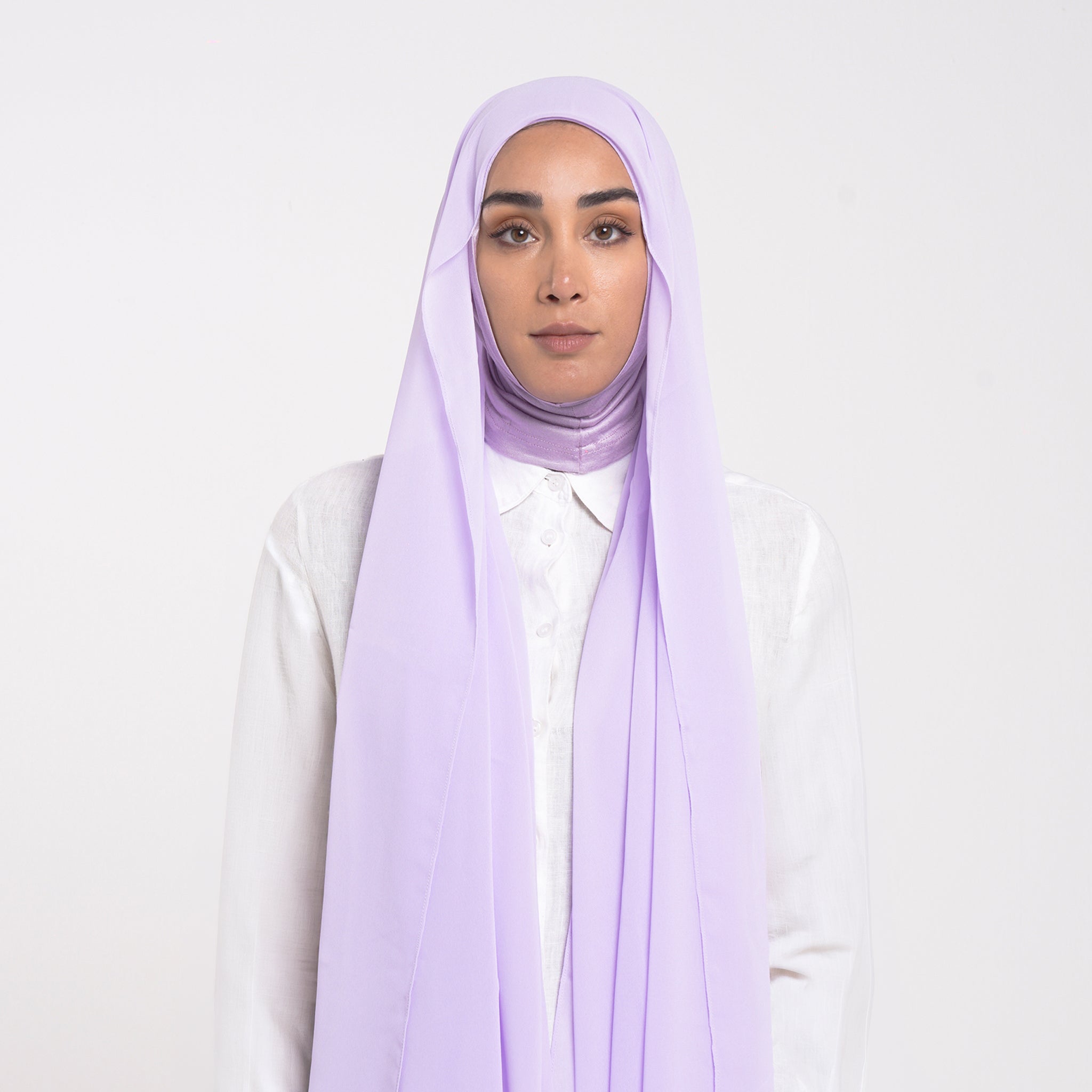 Emiratie Chiffon with Bonnet -Lavender Mist