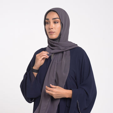 Emiratie Chiffon with Bonnet -Charcoal Taupe