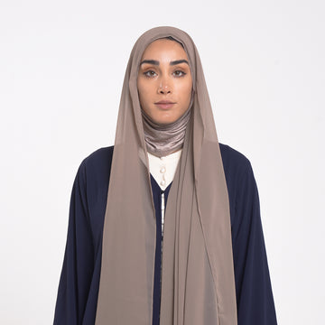 Emiratie Chiffon with Bonnet -Mushroom Taupe