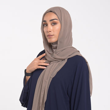 Emiratie Chiffon with Bonnet -Mushroom Taupe