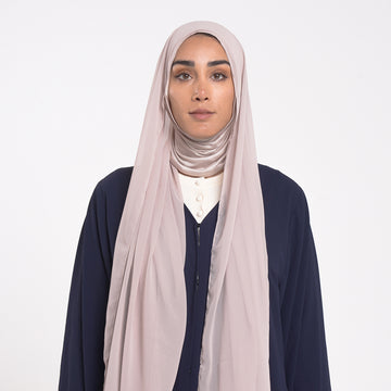 Emiratie Chiffon with Bonnet -Shell Blush