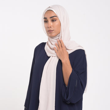 Emiratie Chiffon with Bonnet -Soft Ivory Blush