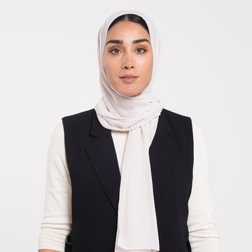 Korean Plain Chiffon Hijab - Pale Blush Ivory