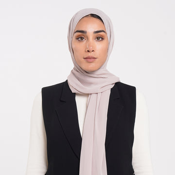Korean Plain Chiffon Hijab - Soft Mauve Taupe