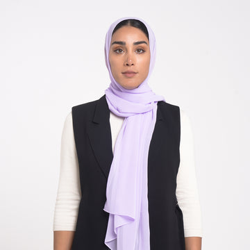 Korean Plain Chiffon Hijab - Soft Lavender Lilac