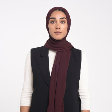 Korean Plain Chiffon Hijab - Deep Wine Burgundy
