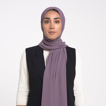 Korean Plain Chiffon Hijab - Muted Mauve Lavender