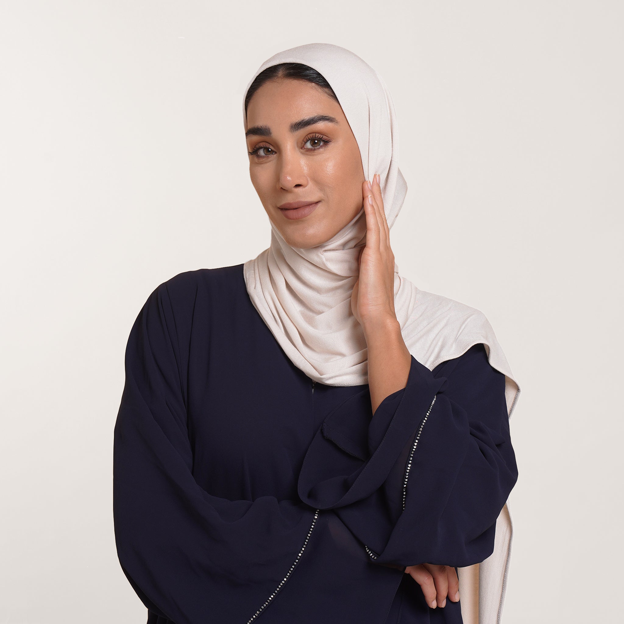 CC Malmal folded Hijab(Chafsa) -Ivory Blush