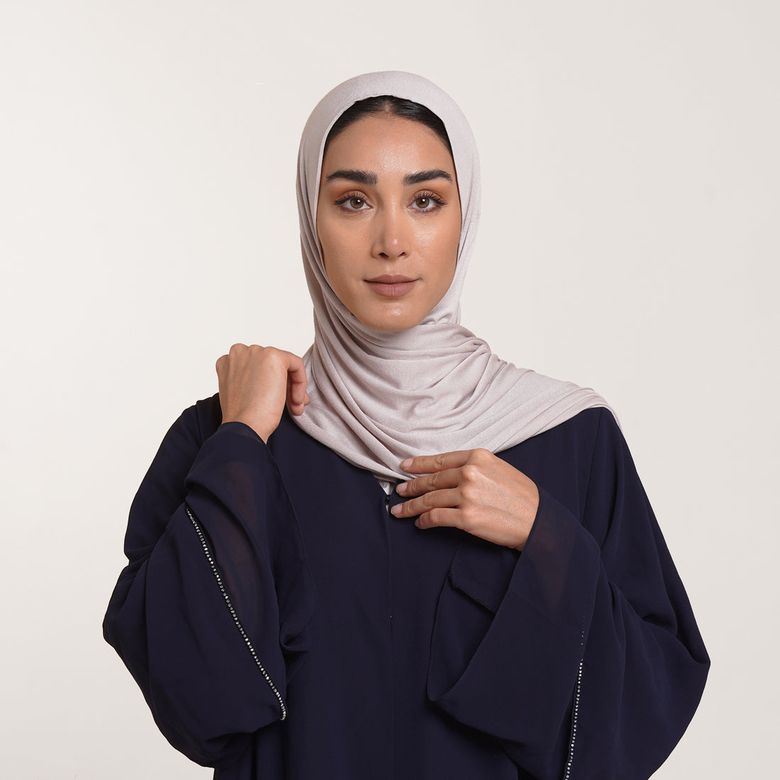 CC Malmal folded Hijab(Chafsa) -Silver Pearl