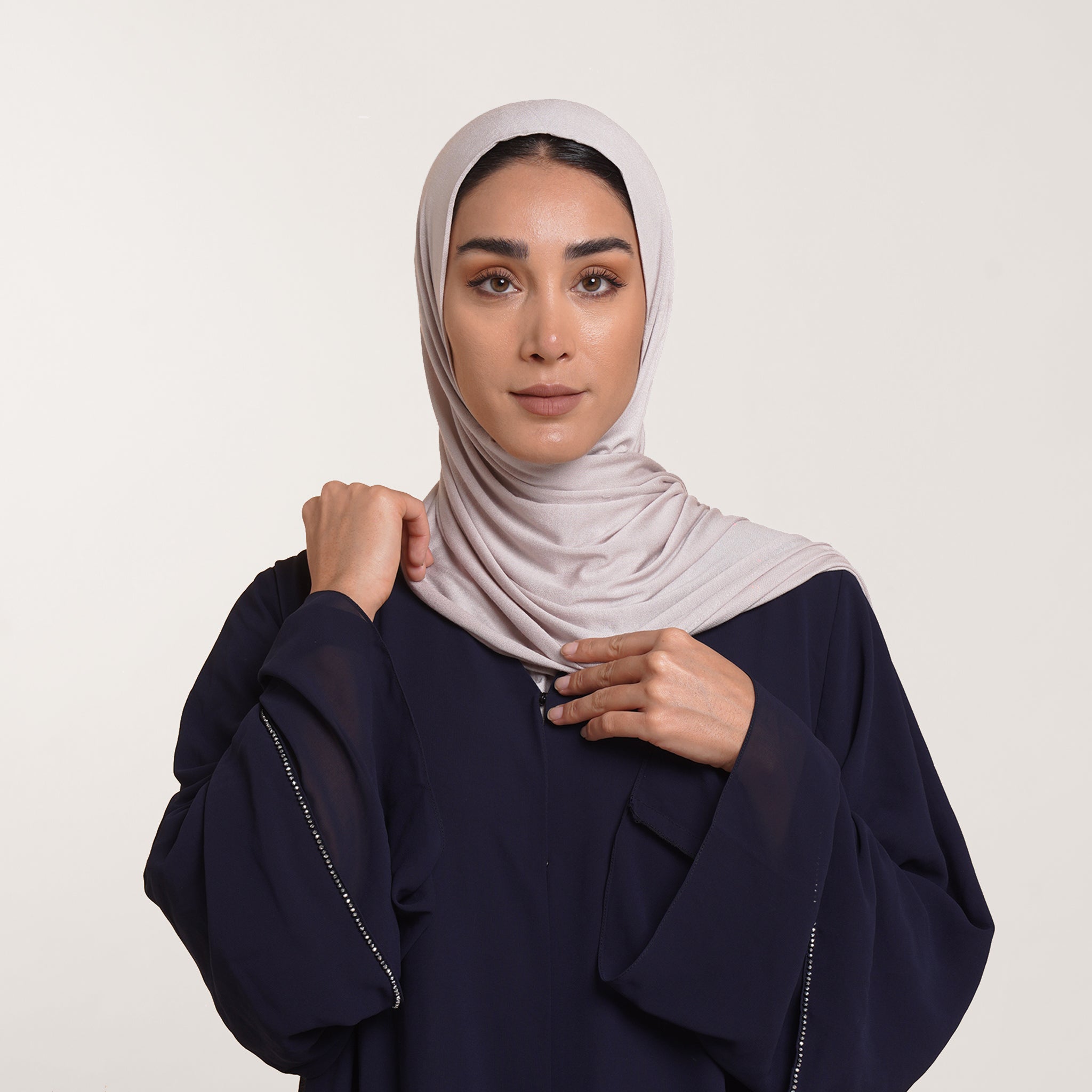 CC Malmal folded Hijab(Chafsa) -Silver Pearl