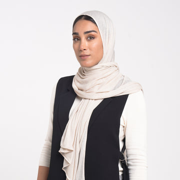 Turkish Cotton Hijab - Cream White