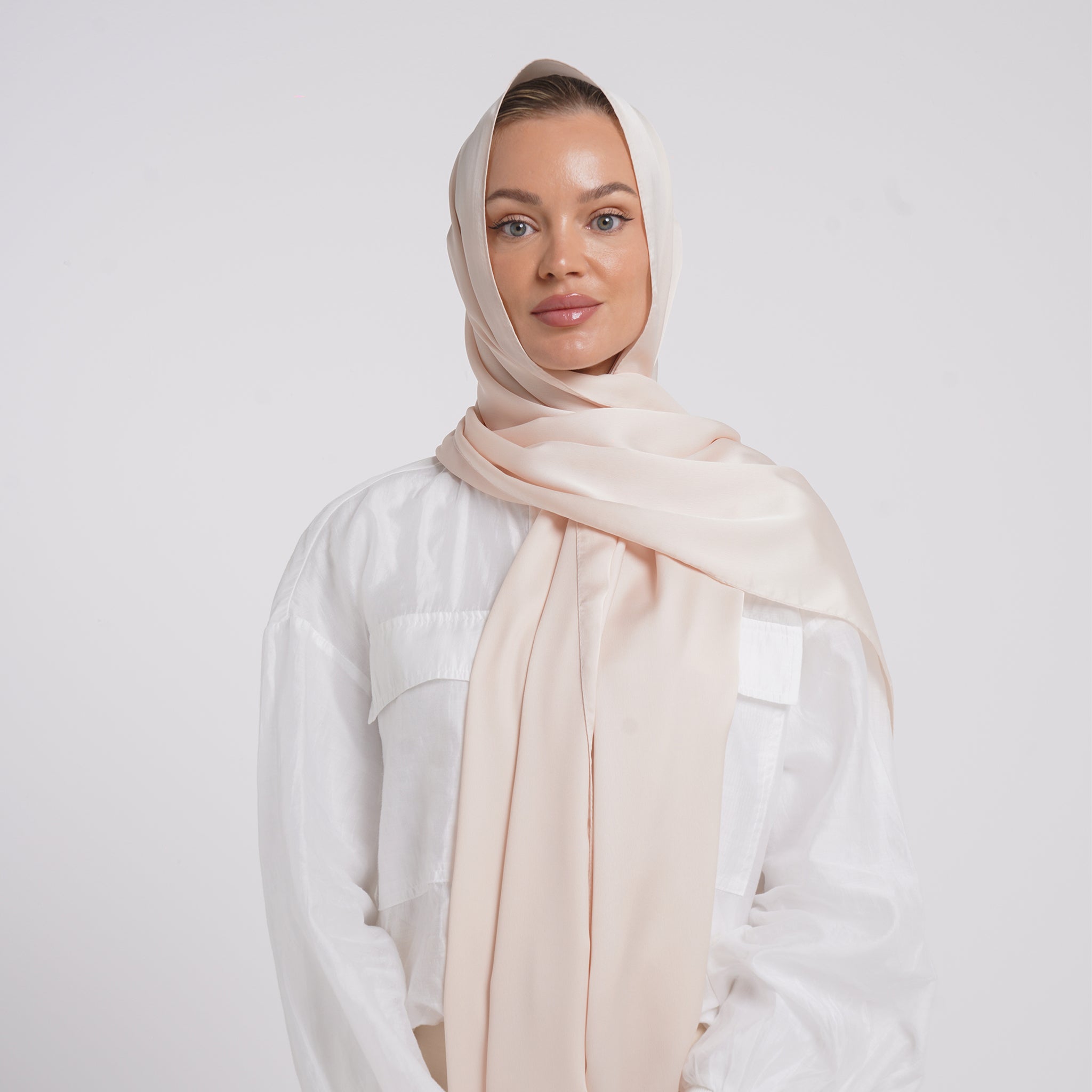 Premium Chiffon Esarp - Blush Cream