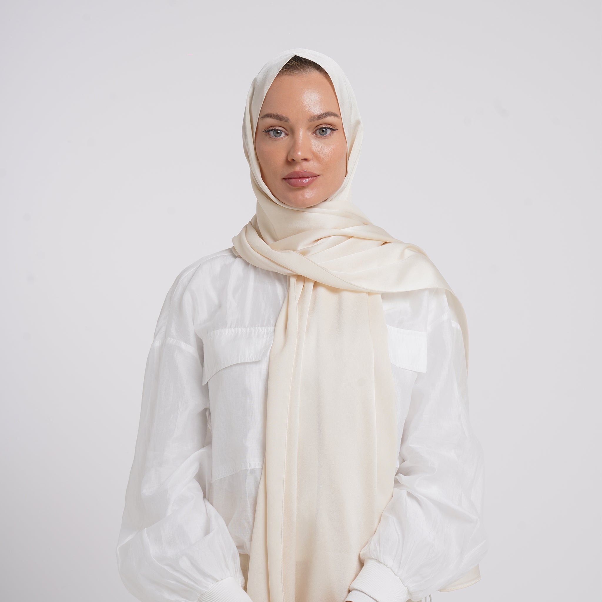 Premium Chiffon Esarp - Ivory Cream