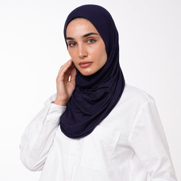 Cotton Malmal Folded Hijab - Deep Indigo Navy