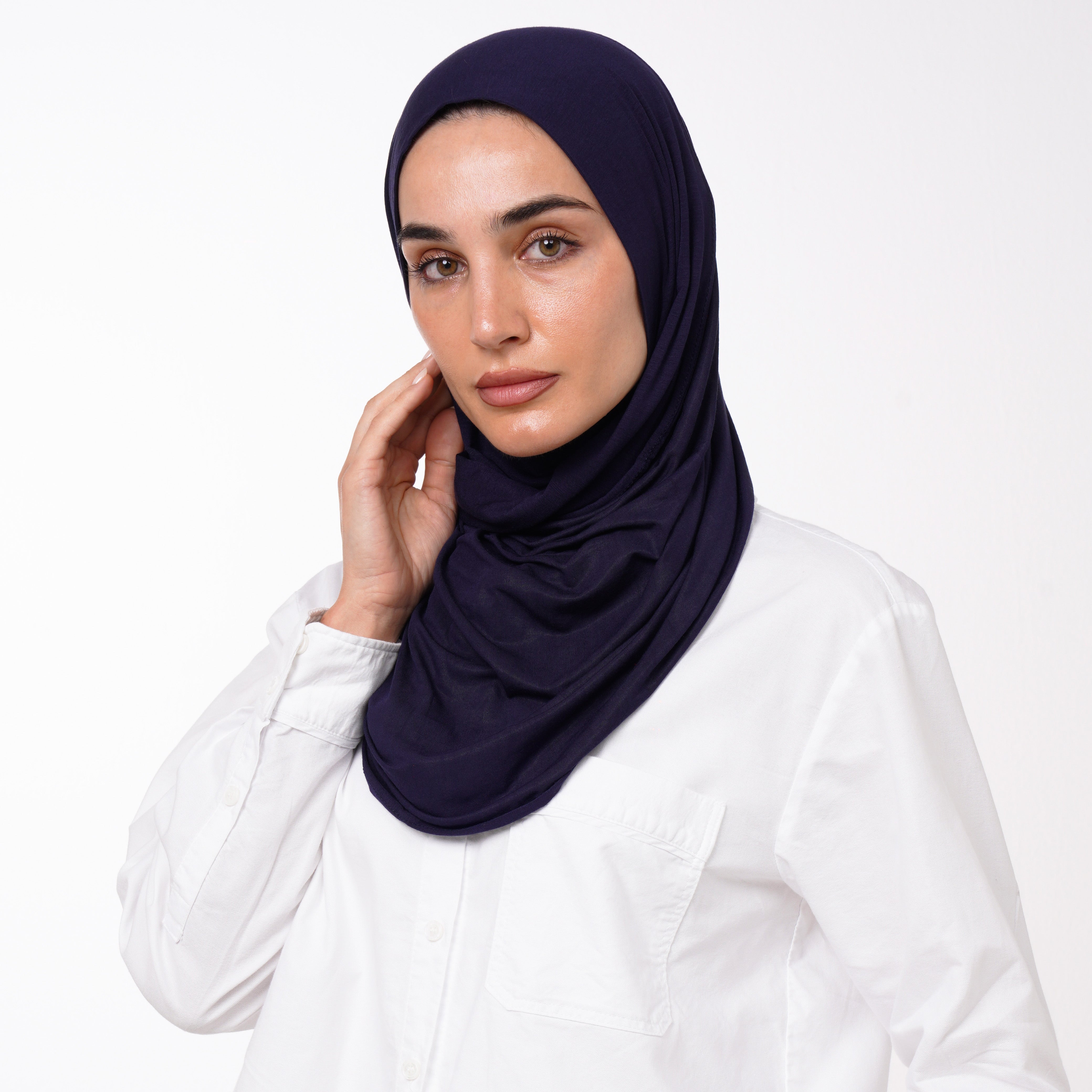 Cotton Malmal Folded Hijab - Deep Indigo Navy