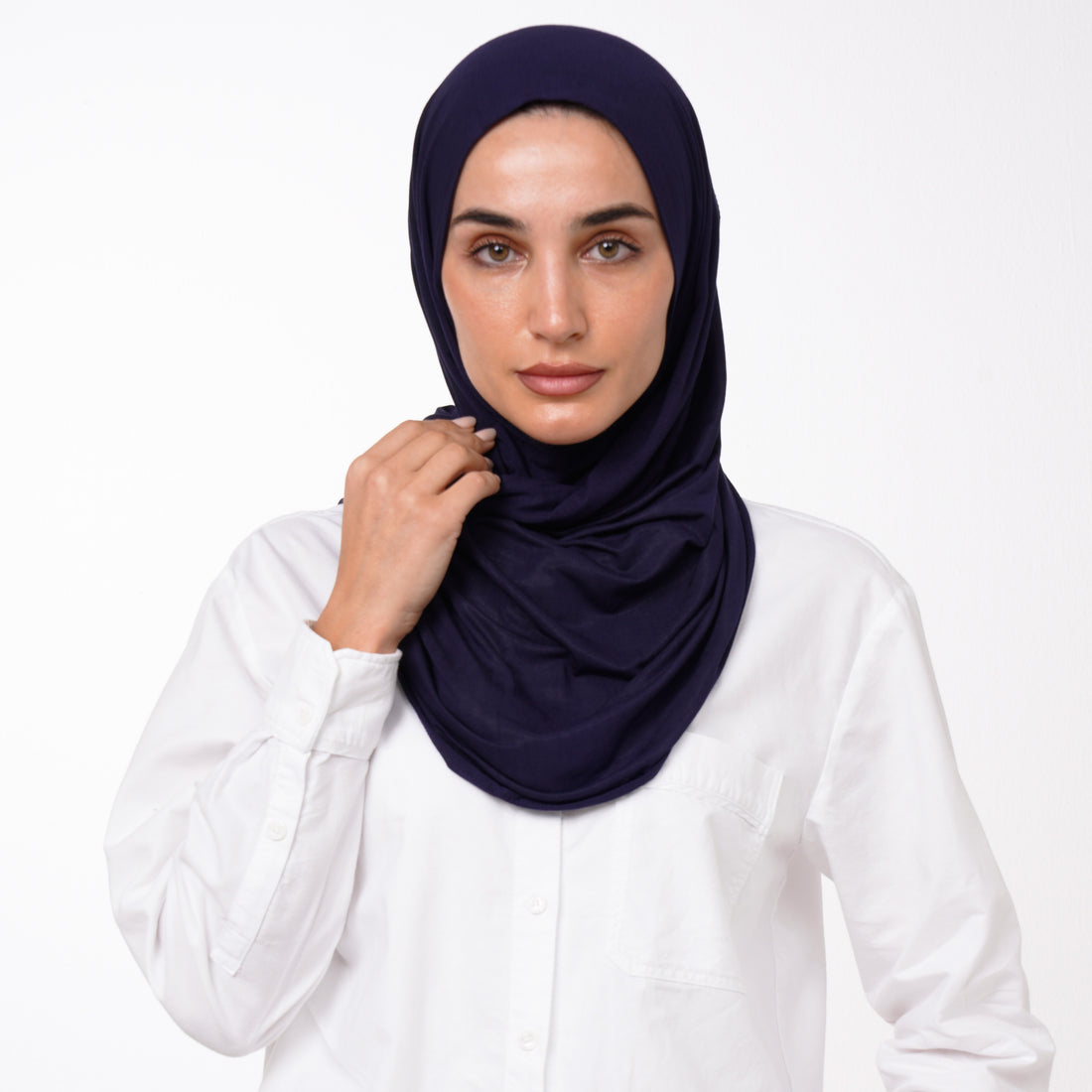 Cotton Malmal Folded Hijab - Deep Indigo Navy