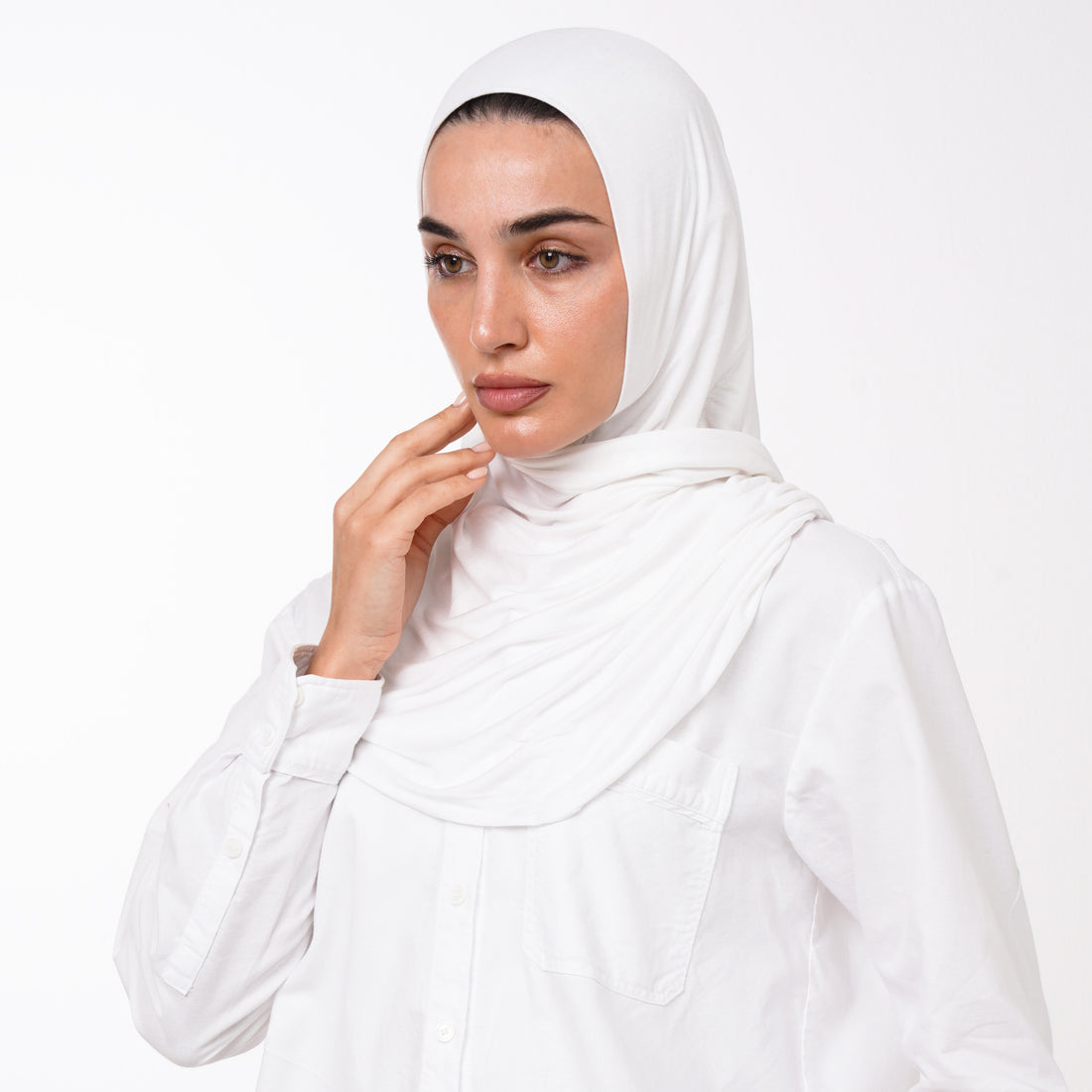 Cotton Malmal Folded Hijab - Classic Ivory White