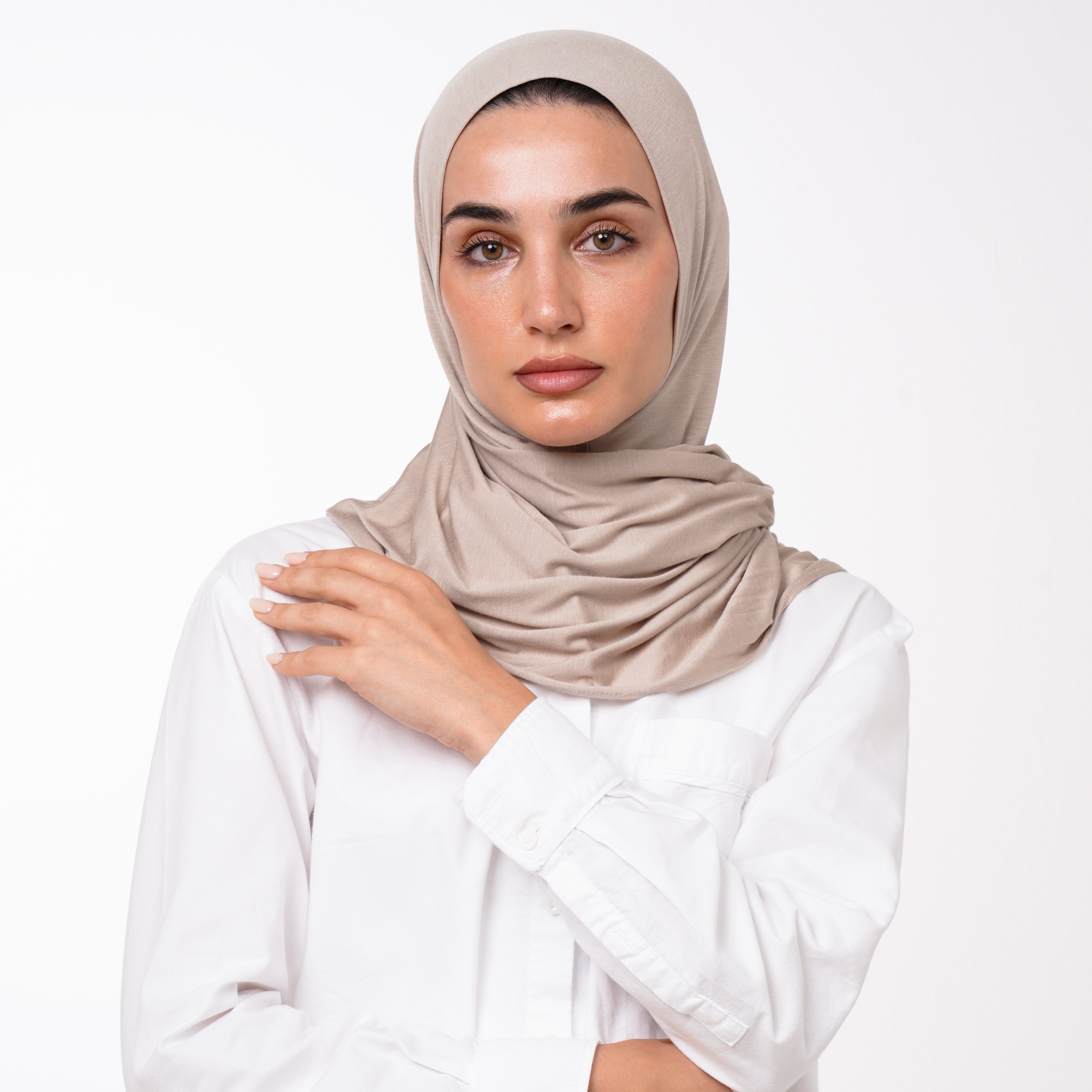 Cotton Malmal Folded Hijab - Warm Sand Beige